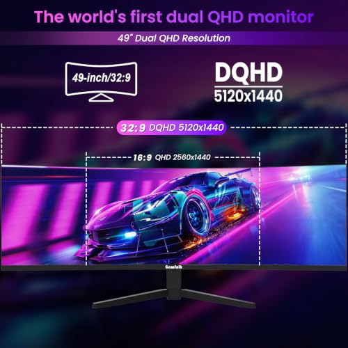 Image of Gawfolk 49inch Ultrawide Curved Monitor, 5120x1440 DQHD 120Hz 1ms 1500R