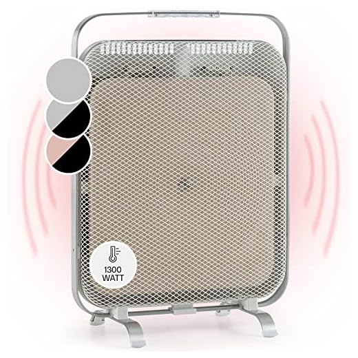Klarstein Radiador Electrico Bajo Consumo con Panel de Infrarrojos 1300W para Casa, Estufa Portátil de Aluminio con Mármol para Retención de Calor, Calefactor Baño con Termostato, Anticongelante