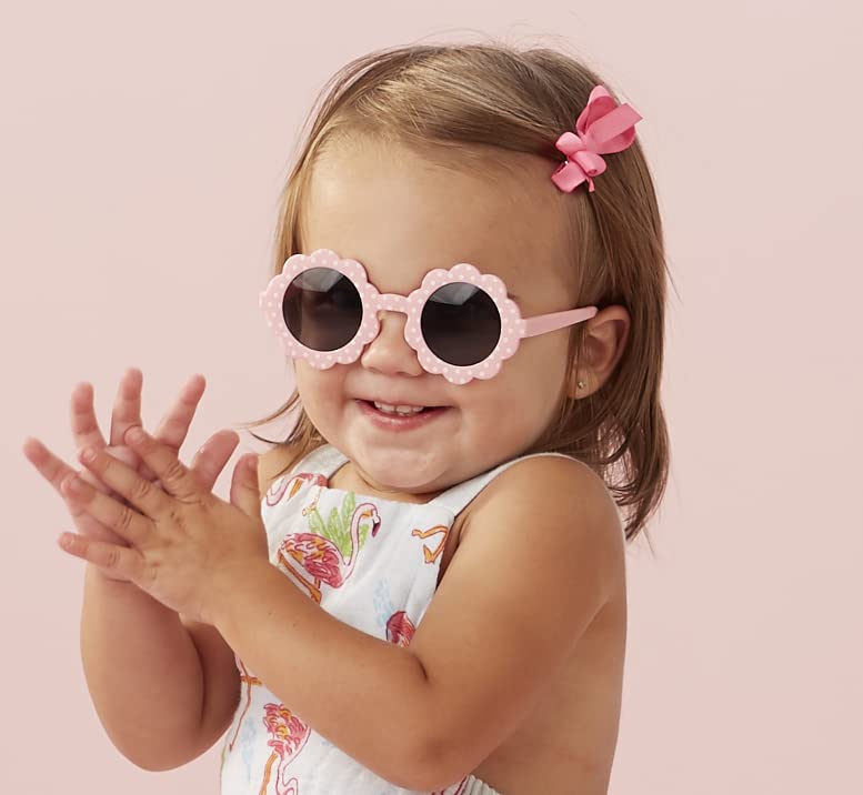 Mud Pie Baby Girls' Toddler Sunglasses Round, Pink Flower, 2T4