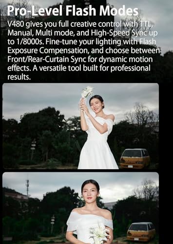 Image of Godox V480 for Sony GODOX TTL Flash - GN50 /1.7s Recycle /650 Flash Time /HSS /Smart Distance Readout /10 Level LED Modeling lamp /2.0 inch Touchscreen /2.4G Wireless System /TTL Camera Flash for Sony ZV-E10 etc.