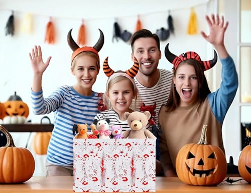 Image of Large Halloween Themed Candy Gift Boo Basket for Kids Baby Personalized Adults Storage Bin Fall Decor(Fingerprint Blood Stain)