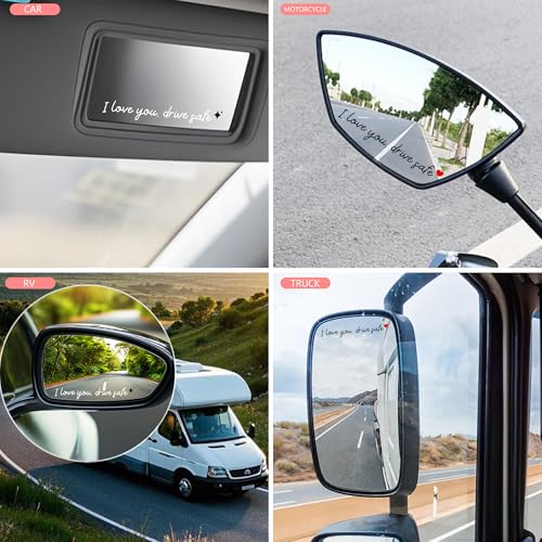 Image of 3pcs I Love You Drive Safe Mirror Sticker Cute Rear View Mirror Sticker | Heart Star Car Decals for Women Waterproof Vinyl Car Stickers Valentines Day Gifts for Couples, Parents, New Drivers