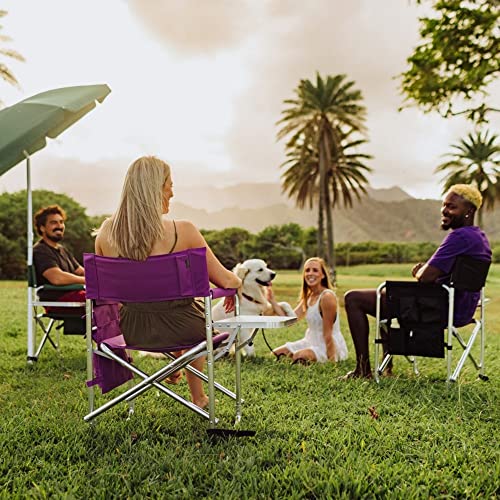 Oniva - A Picnic Time Brand - Sports Chair With Side Table, Beach Chair, Camp Chair For Adults, (Purple) #TOP1