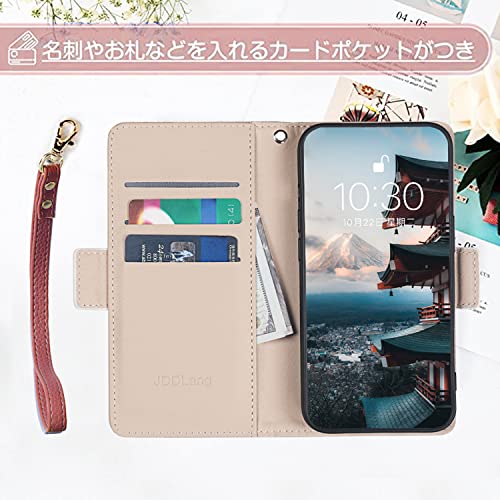 【JDDLang】for iphone 14 手帳型 ケース14スマホケース 手帳型 サイドマグネット 横置き機能 汗や指紋防止 擦り傷防止 上品な シンプル気質 ギフト あいふおん14用の 財布型カバー カード収納 高級PUレザー 全面保護 軽量 便利 耐衝撃 ハンドメイド 附ストラップ ピンク