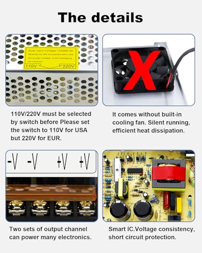 Image of Universal Regulated Switching LED Power Supply, 12V 10A 120W | 12V DC Power Supply 10A, AC Adapter 110V to 12 Volts