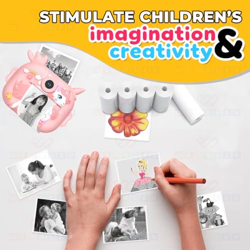 Image of Wembley Kids Instant Camera Thermal Paper Rolls, Photo Printer Refill Paper, Pack of 6, White