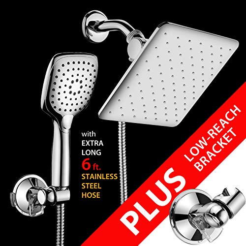 Ducha combinada HotelSpa cuadrada 10.5 pulg con manguera 6 ft y soporte miniatura 2