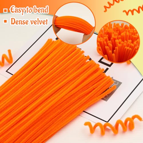 Image of Mnuizu 200 Pcs Pipe Cleaners, Chenille Stems Pipe Cleaner Craft Supplies | Fuzzy Sticks Christmas Craft Supplies for DIY Art & Creative Crafts Decorations, Orange