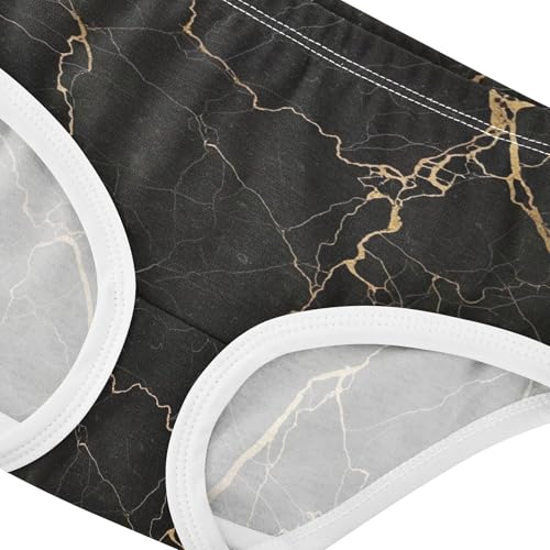 Classical Black Marble Gold Vein Panties for Girl Toddler Girls Underwear Cotton Fun Kids Undies Briefs 2t4