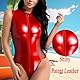 MIZSPISE Latex Dessous Damen Bodysuit Sexy Unterwäsche Reizwäsche Zipper Erotic Wetlook Outfit Babydoll Lackleder Lingerie Lack Nahtlose Party Leder (Rot, Einheitsgröße)