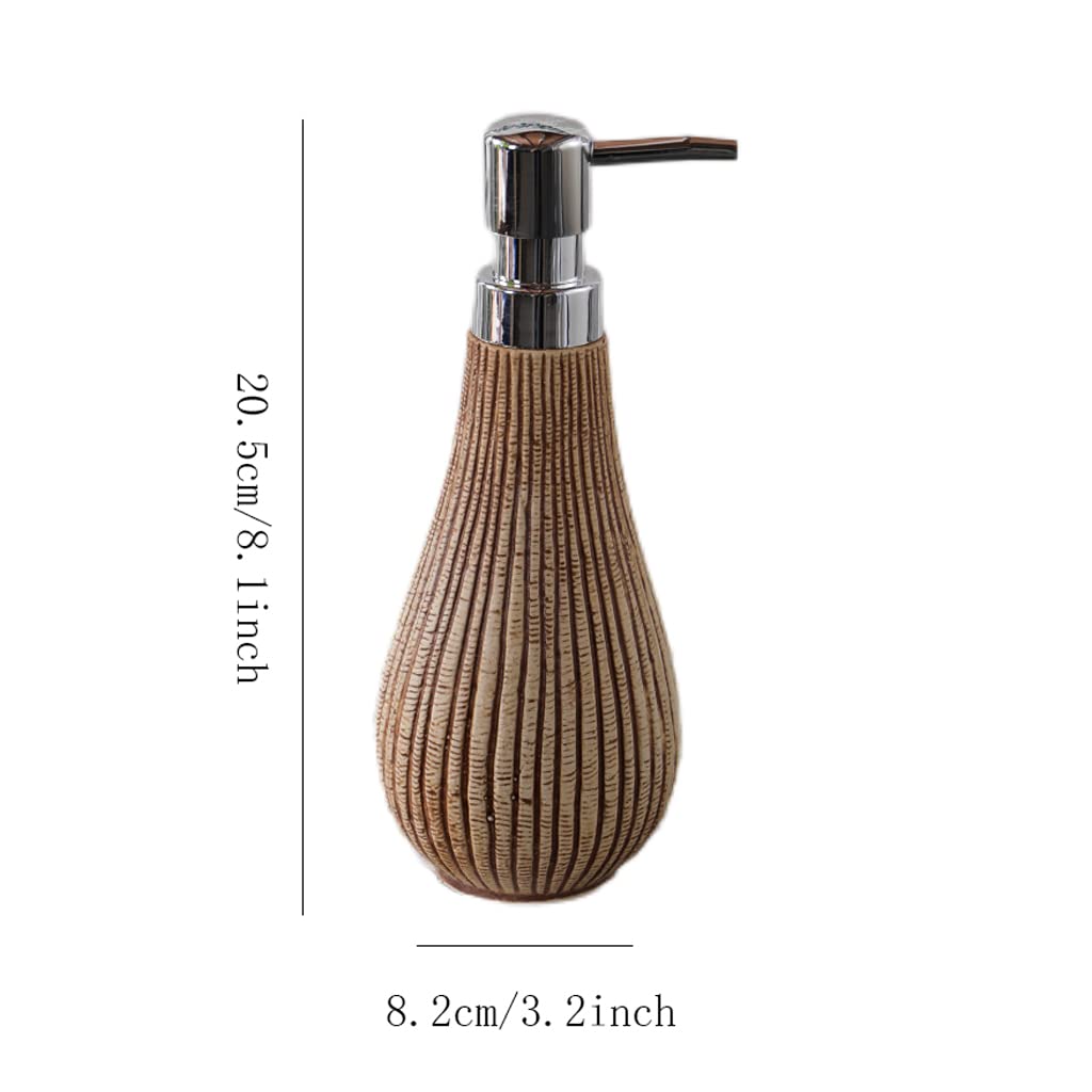 Recargable Dispensador de jabón de cerámica, dispensador de loción de encimera de 450 ml/15,2 oz, dispensador de jabón líquido, decoración del hogar con textura de grano de madera Dispensadores