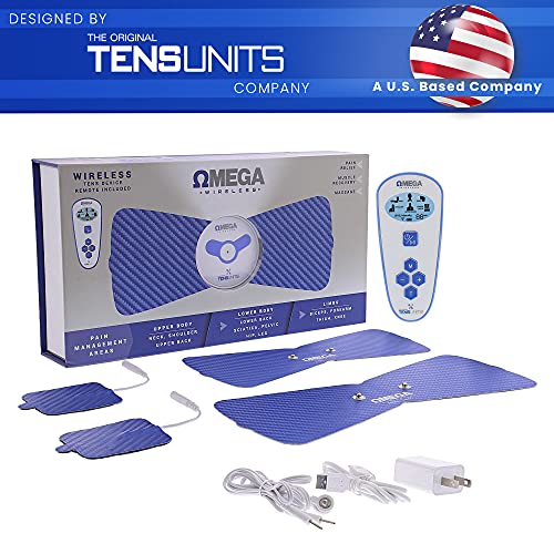 Omega Wireless Tens Unit Muscle Stimulator With Remote, 2 Back Pain Relief Pads, Usb Charger Muscle Stimulator Machine With 6 Modes #TOP1
