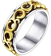 U7 Herren personalisiert Bandring Panzerkette Design/Totenkopf/römische Ziffern Spinner Ring Edel...