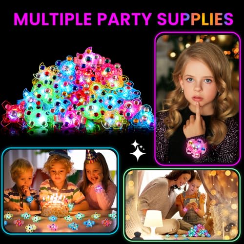 image for SCIONE 8 Pack LED Light Up Fidget Spinner Bracelets, Glow in The Dark 