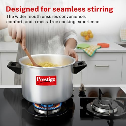 Image of Prestige 20 Litre Aluminium Popular Outerlid Pressure Cooker |Virgin Aluminium| Gas Compatible|Controlled Gasket Release System|5 years warranty|ISI Certified