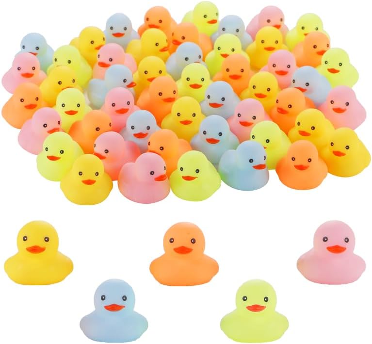 Bath Duck Toys 50 PCS Mini Rubber Ducks Squeak and Float Duckies Baby Shower Toy Party Decoration for Toddlers Boys Girls