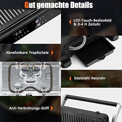 COSTWAY Sandwichmaker 3 in 1, 1800W Kontaktgrill, Waffeleisen, 2 abnehmbare Antihaftplatten, Unabhängige&Exakte Temperatureinstellung, 90℃-230℃, Reinigungsfreundliches Zubehör, Edelstahl, Alu, Teflon – Bild 7