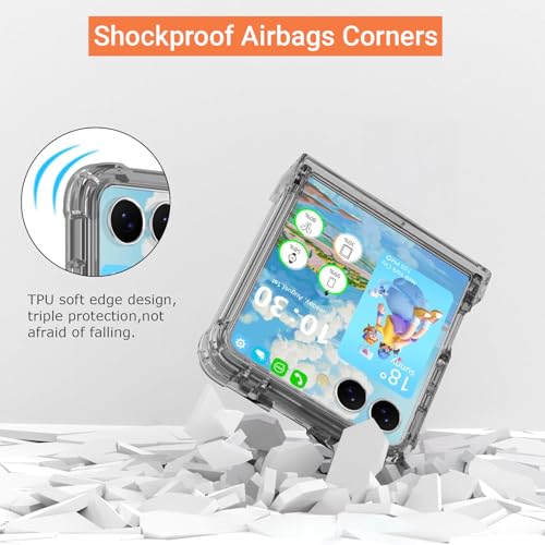 Image of Kapa Clear Airbag with Hinge Protection Back Case for Samsung Galaxy Flip7 / Z Flip 7 | Transparent Shockproof Slim Hard Protective Cover (Grey)