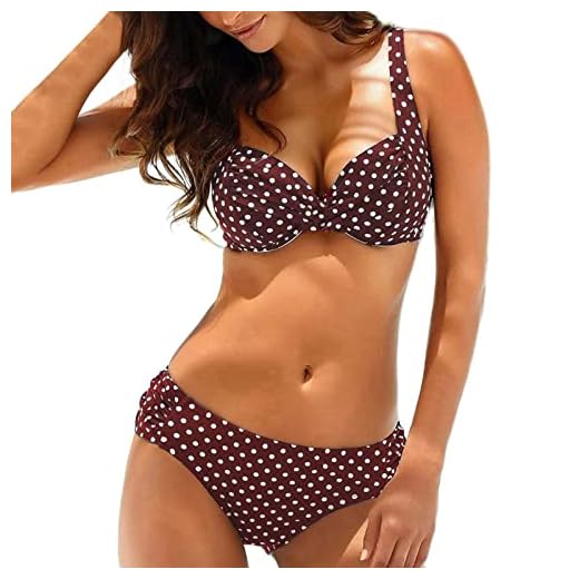 FUPODD Bikini Damen Set Bauch Weg Punkte Push Up Badeanzug Bauchweg Zweiteiler Triangel Bikinis Frauen Brüste Polster Schwimmen Strand Bandeau Über Kreuz Bademode Mit Bügel Curvy Swimsuits Sexy