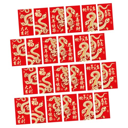 Abaodam 24個年蛇年専用赤い封筒 紙製 金箔印刷の旧正月お年玉袋 春節祝賀用アジアンスルラッキーマネー封筒
