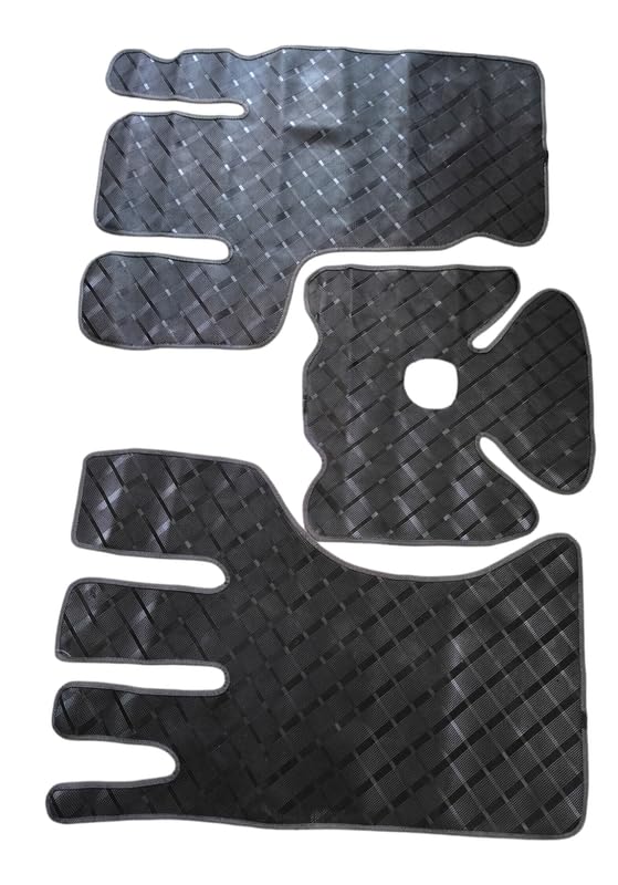 Heavy Duty Rubber Foot Mat Floor Matting with Border Piping for Mahindra Bolero Pick Up 2 Door (Set of 3 Piece)