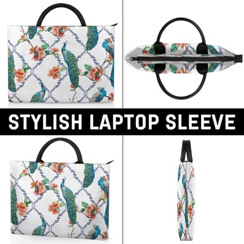 Peacocks Flowers Laptop Sleeve with Handle Waterproof Computer Carrying Case4