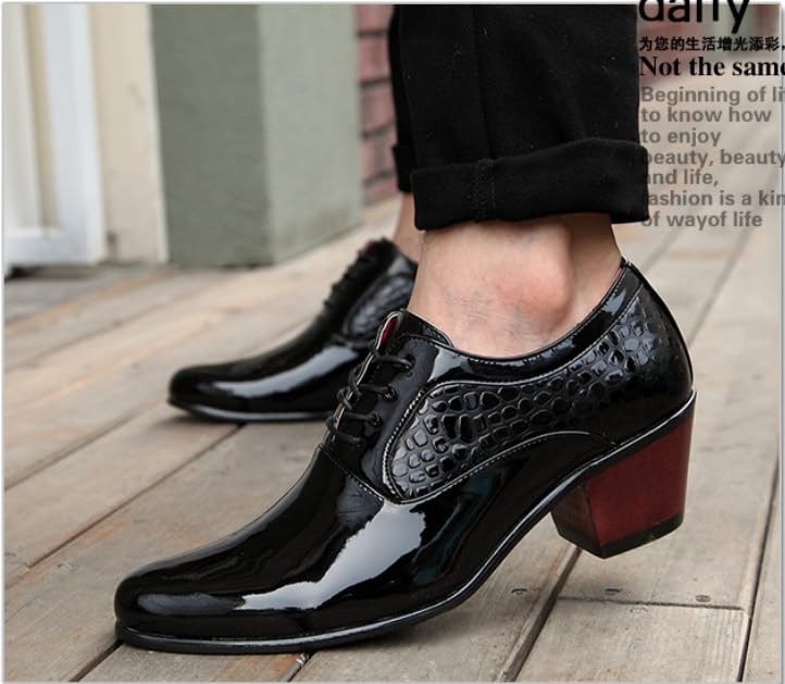 Men's High Cuban Heel lace up Oxford Pointed Toe Man Dress Formal Shoes2