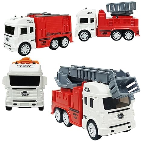 MIntleaf Fire Truck Playset Friction Powered Truck with Tanker Man Lifter Pumper Ladder Truck Fire Rescue Playset Push & Go Fire Fighting Truck (4Pcs Set) (B0CXXWY665) Amazon Price History, Amazon Price Tracker