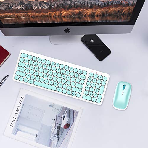 Wireless-Keyboard-Mouse-Combo-cimetech-Compact-Full-Size-Wireless-Keyboard-and-Mouse-Set-Less-Noise-Keys-24G-Ultra-Thin-Sleek-Design-for-Windows-Computer-PC-Notebook-Laptop-Aqua-Green