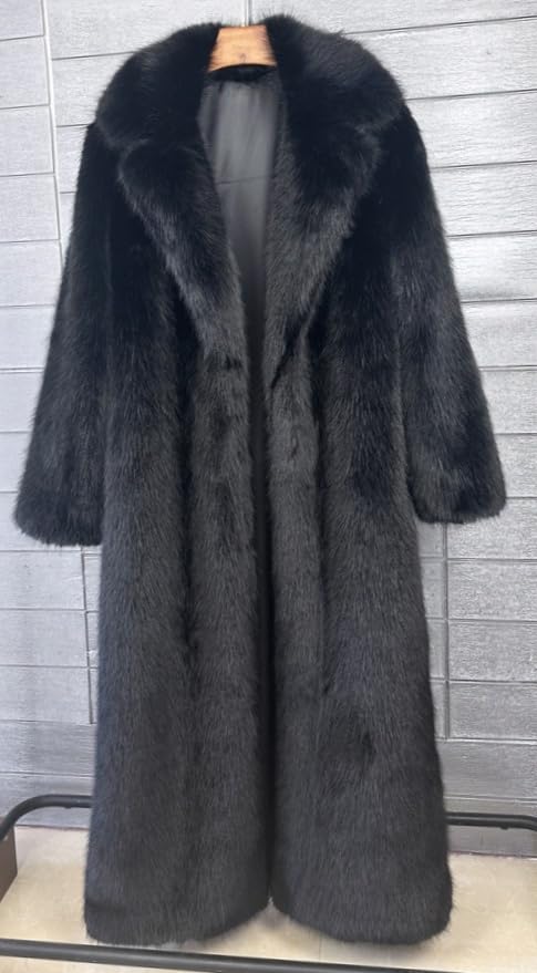 Women's Shaggy Faux Fur Maxi Overcoats Cardigan,Fluffy Mid Outwear Parka Long Coats3
