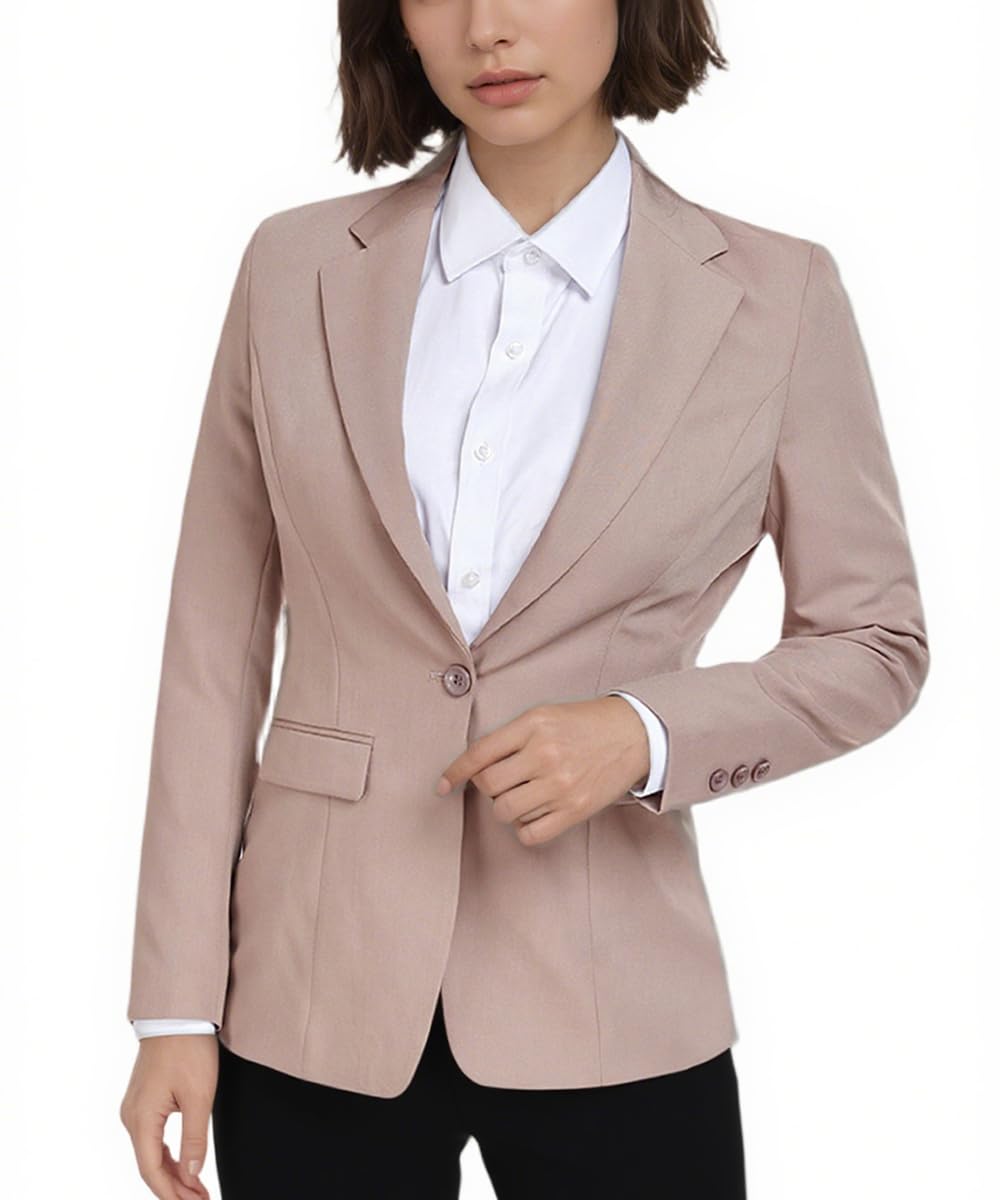 Womens Long Sleeve Blazers One Button Business Office Suit Jacket Slim Fit Casual Outfits for Work