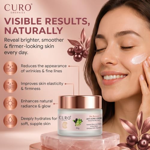 Image of Anti Aging Day Cream with Kakadu Plum, Acai Berry & Rice Water | Brightening, Firming & Hydrating Face Moisturizer | Reduces Wrinkles & Fine Lines | 50g