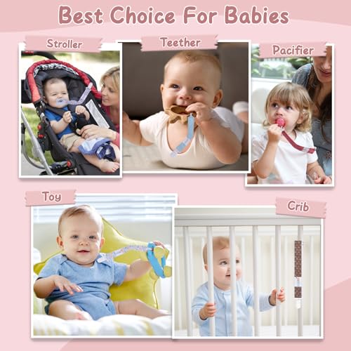 Image of ALVABABY Pacifier Clips 8 Pack Pacifier Binky Paci Holder Leashes for Baby Teethers 8DP09