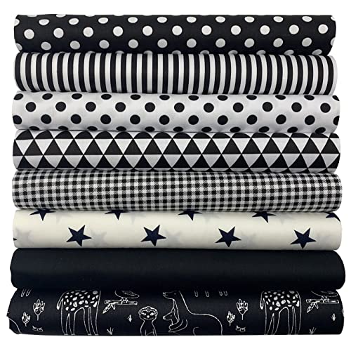 8 piezas Tela algodón Telas Patchwork 50x50cm Cuadrada Algodón Para Coser Telas Decorativas Costura Retales Tela Coser Hecho a mano Costura Quilting Scrapbooking Diseños Diferentes (Negro)
