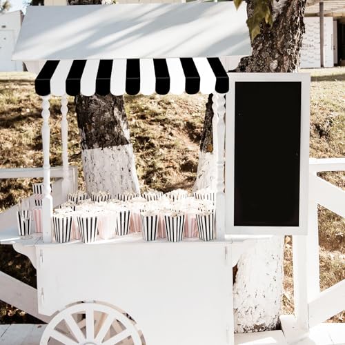 Image of 2 Piece Circus Awning Decoration 3D Black White Carnival Tent Awning Wall Decorations for Circus Theme Party, Carnival Stand, Party Favors Supplies (Black and White)