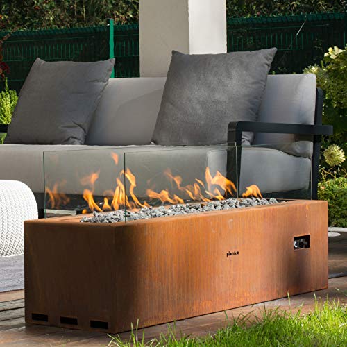 Planika Gas Line Outdoor GaLiO Corten Automatic Gas Fireplace for Outdoor Use Without Remote Control Gas Bottle Propane Butane Without WLAN Module
