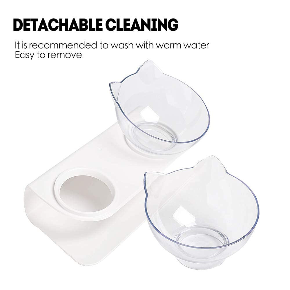 2 Ciotole Rialzate Per Gatti In Ceramica – Supporto In Metallo E Silicone, Altezza 10 Cm, Antiscivolo, Per Collo E Baffi