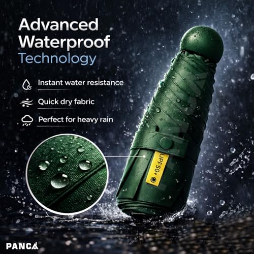 Image of PANCA Umbrella Foldable Compact Travel Umbrella | UV Protection Sun & Rain | Windproof Strong Frame | Lightweight Portable for Men Women, kids boys girls