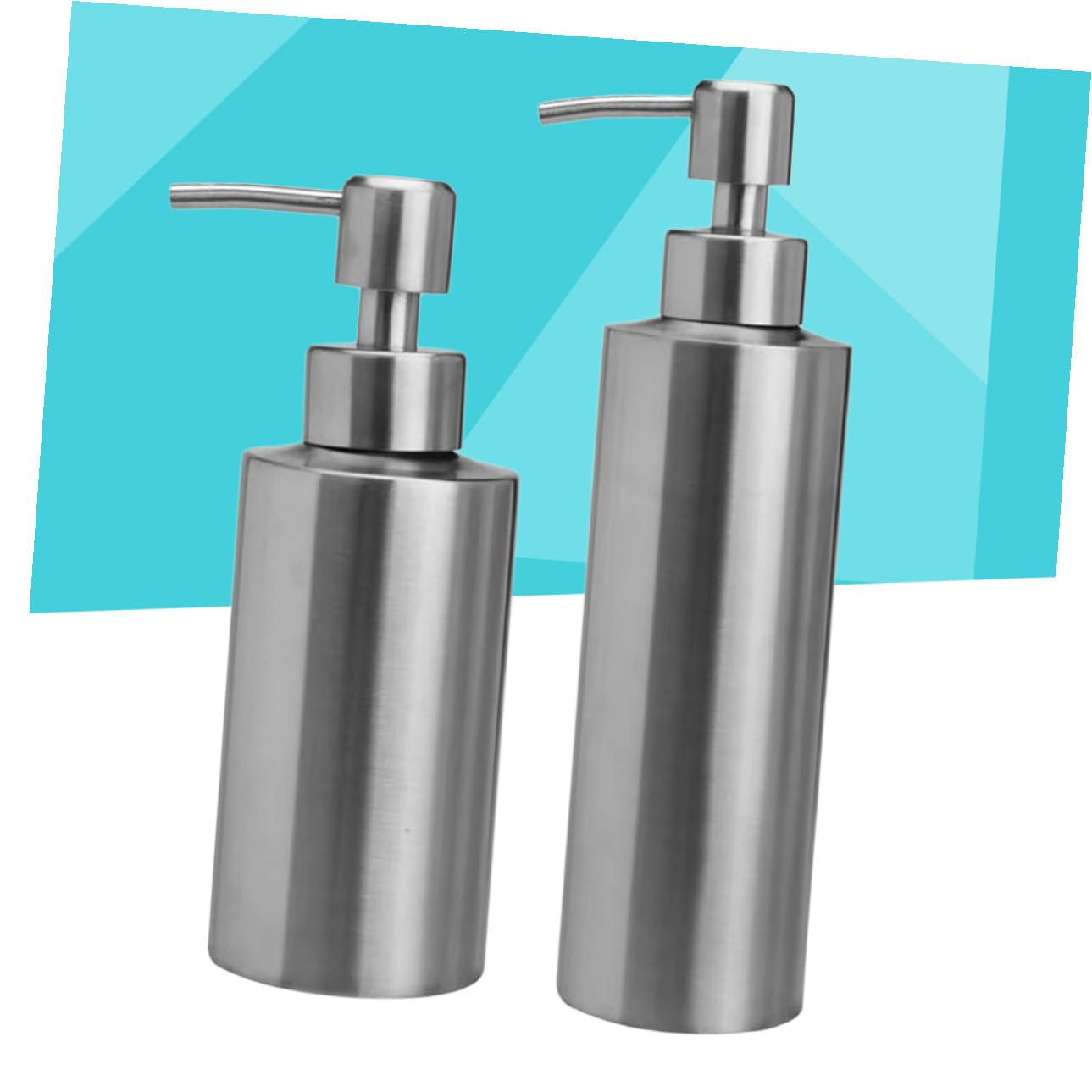 2 Piezas Dispensador de Loción Acero Inoxidable Botella Recargable Cilíndrica Presionable y Dosificador Jabón Líquido para Baño y Cocina Resistente y Fácil de Rellenar