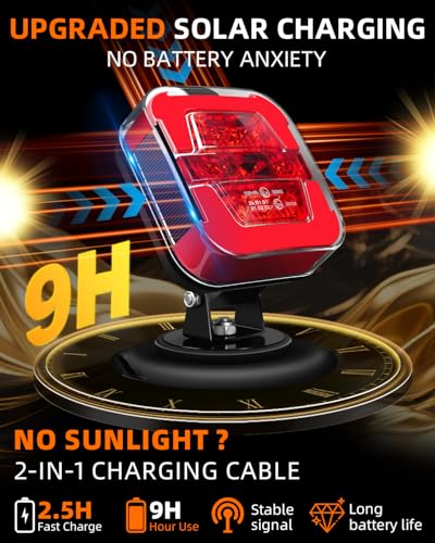 Image of Solar Wireless Trailer Lights Kit, Magnetic LED Tow Lights with Brake Turn Tail Light Modes, 100FT Remote Signal, USB-C Rechargeable, IP67 Waterproof with Safety Rope for Boat Truck RV
