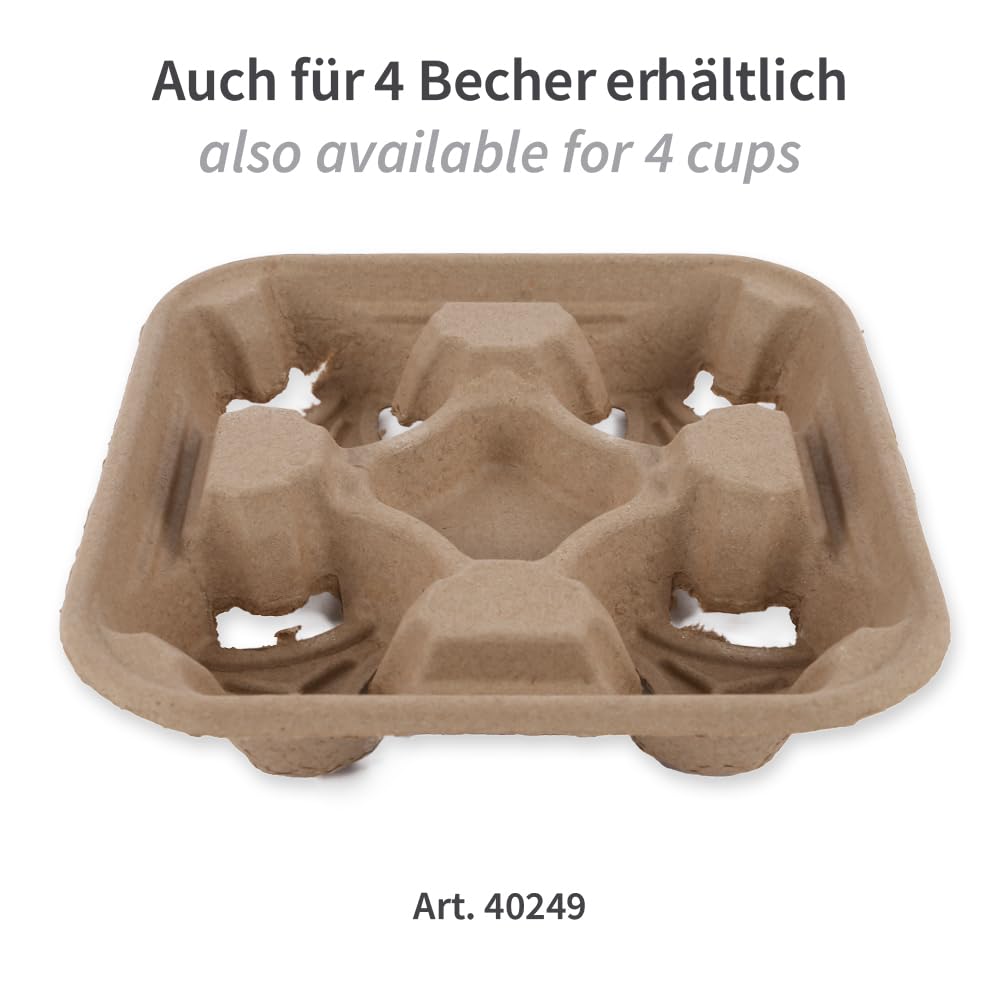 FRANZ MENSCH 600 Stück Becherhalter Double aus Recyclingpapier | natur, L: 22 cm, B: 11 cm, H: 4,5 cm, Karton, Kaffebecherhalter, Getränkehalter