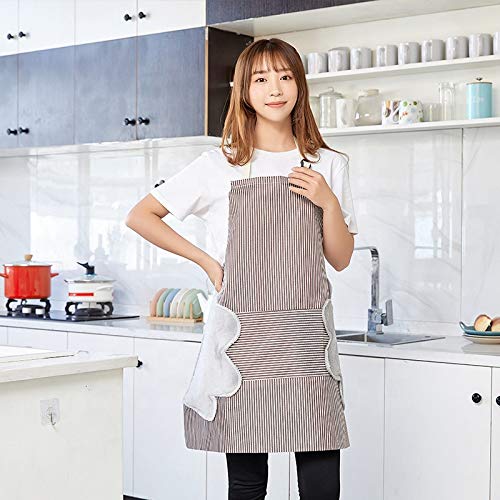 Image of KPNG Waterproof & Adjustable Durable Stripe Chef Bib Apron with Convenient Pocket and 2 Side Coral Velvet Towels Stitched, for Home Kitchen, Grill, Cooking, Restaurant. (Red, 1)