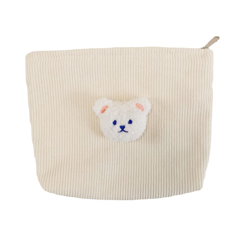 Bolsa de maquillaje estética, pequeña bolsa de cosméticos para mujer, bolsa de maquillaje de viaje, bolsa de aseo para mujer (oso blanco)