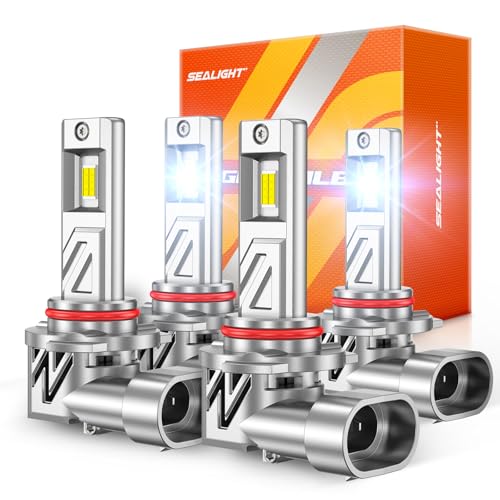 Image of SEALIGHT 𝟗𝟎𝟎𝟓 𝟗𝟎𝟎𝟔 Light Bulbs Combo, 900% 88,000LM HB3 /9005 HB4 /9006 LED Bulb Super Bright, 1:1 Real Size, 6500K Cool White, 80000Hrs Long Lifespan, 3MIN Plug and Play, Pack of 4