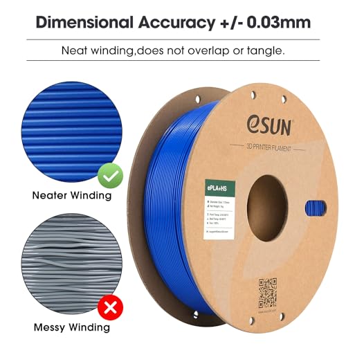 Image of eSUN High Speed PLA+ Filament 1.75mm, 3D Printer Filament Speedy PLA Plus for Fast Printing, Dimensional Accuracy + /- 0.03mm, 1KG Cardboard Spool (2.2 LBS) 3D Printing Filament for 3D Printers, Blue