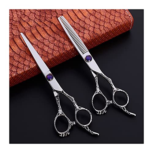 Ciseaux de coiffure coupe plate et ciseaux à dents 6 pouces à motif fleur - 6