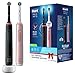 Oral-B PRO 3 3900 Elektrische Zahnbürste/Electric Toothbrush, Doppelpack, mit 3 Putzmodi und visueller 360° Andruckkontrolle für Zahnpflege, Designed by Braun, schwarz/pink