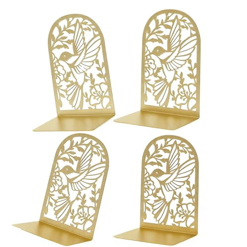 Deefongo Buchstütze 4 Stück, Buchstützen Metall Gold...