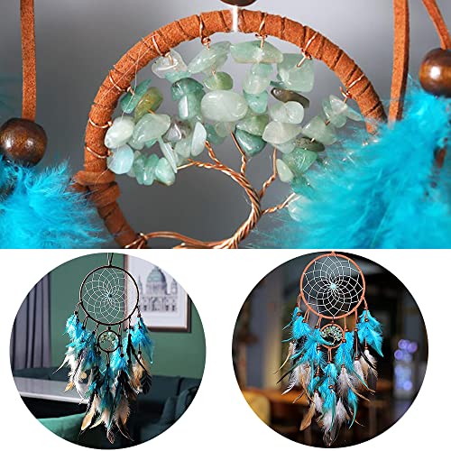 Traumfänger, Basicon 60cm Dreamcatcher Blauer Vintage Feder Traumfänger Handgefertigt Dream Catchers im Böhmischen Stil für Wandbehang Wohnkultur Ornamente Handwerk Zimmerdekoration Blau