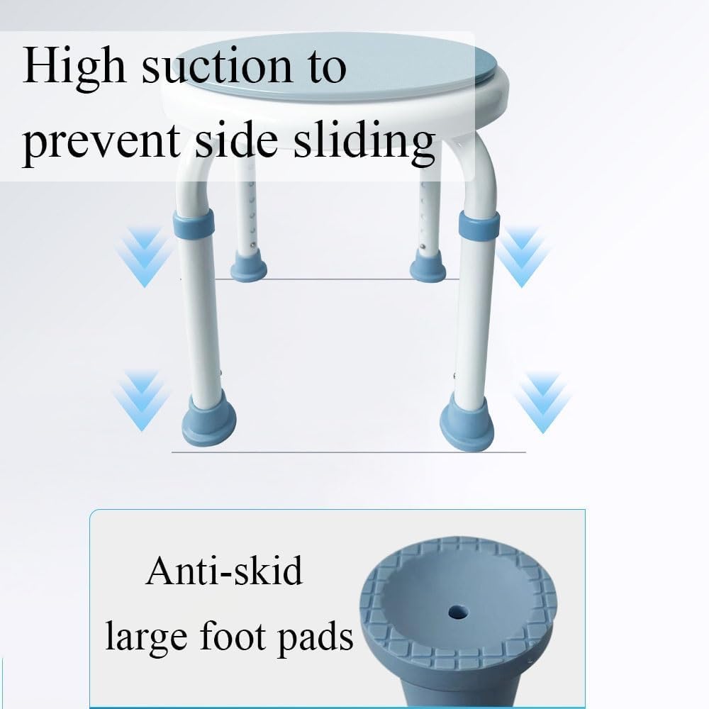 Taburete de ducha redondo con asiento giratorio, altura ajustable 35-50 cm, silla de baño para ancianos y discapacitados, diseño antideslizante seguro